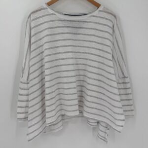 Mersea Catalina Slub Cotton Gray White Stripe Oversized Top Women One Size‎